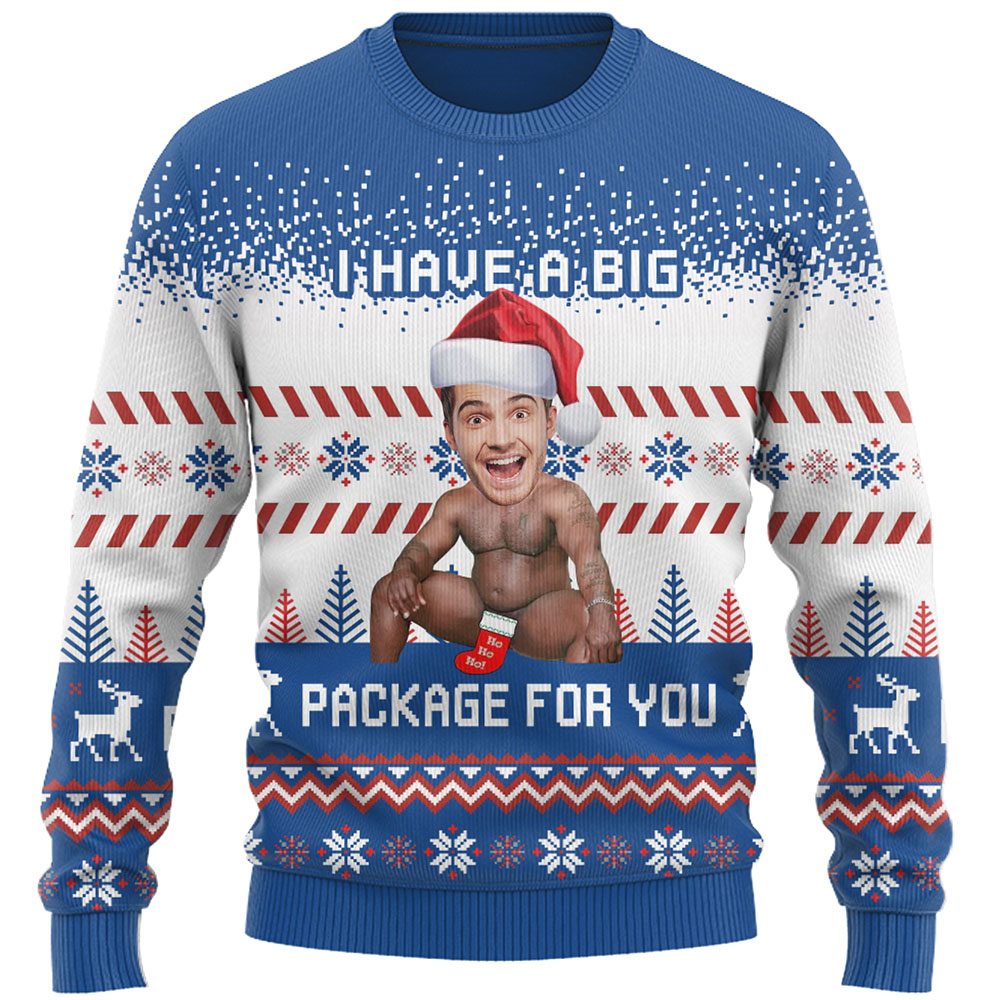 I Have A Big Package Funny Ugly Christmas Sweater 10